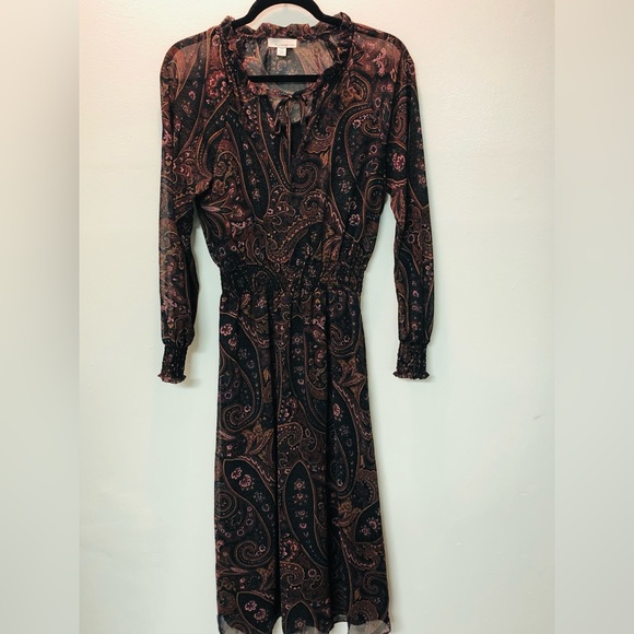 Allison Joy Lined Sheer Moody Paisley Dress - Picture 1 of 6